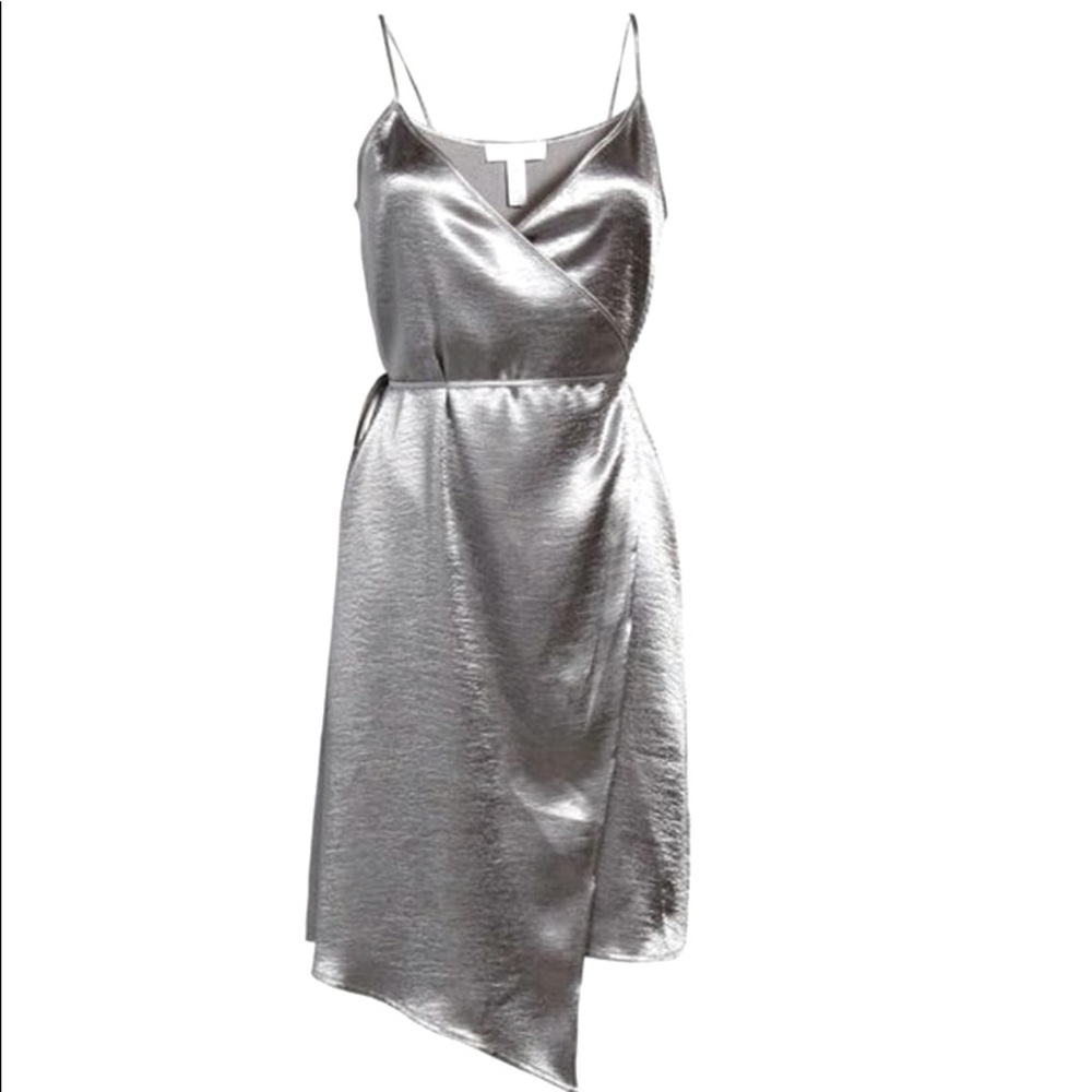 Leith textured silk wrap dress